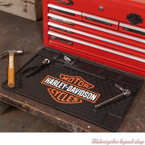 Tapis de travail Garage Harley-Davidson, noir, silicone, 40 x 60 cm, visuel, 4888
