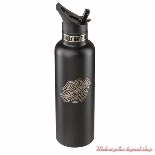 Gourde isotherme Harley-Davidson, noir, inoxydable, 65 cl, paille, HDX-98636