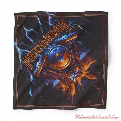 Bandana Evo Lightning Harley-Davidson, noir, orange, coton, 55x55 cm, 97731-25VX