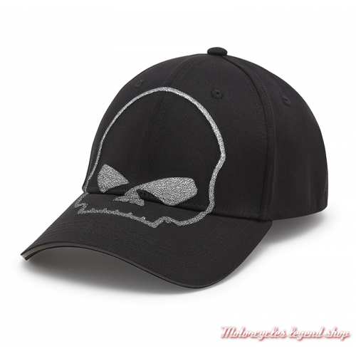 Casquette Willie G Harley-Davidson homme, coton noir, arriere fermé, réfléchissant, 97683-25VM