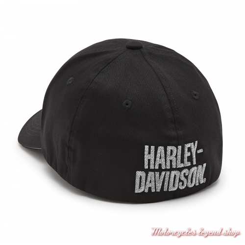 Casquette Willie G Harley-Davidson homme, coton noir, arriere fermé, réfléchissant, dos, 97683-25VM