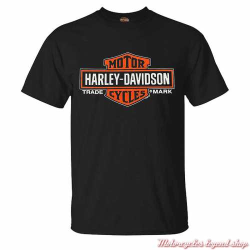 Tee-shirt Elongated Bar & Shield Harley-Davidson Quimper Bretagne, hommenoir, manches courtes, coton, 40291547