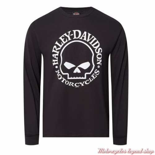 Tee-shirt Willie G Skull Harley-Davidson Quimper Bretagne, homme noir, manches longues, coton, 40291564 