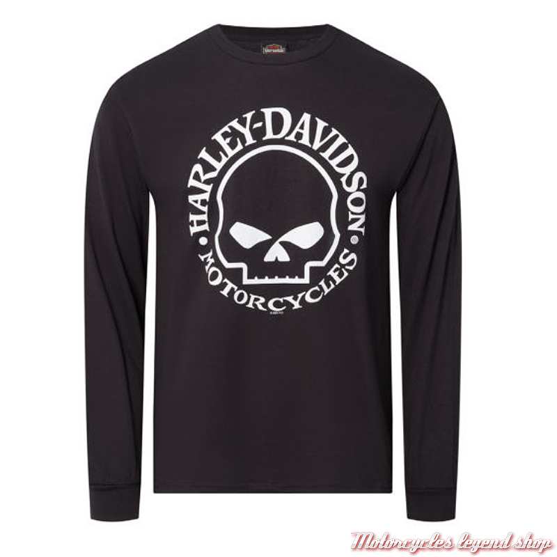 Tee-shirt Willie G Skull Harley-Davidson Quimper Bretagne, homme noir, manches longues, coton, 40291564 