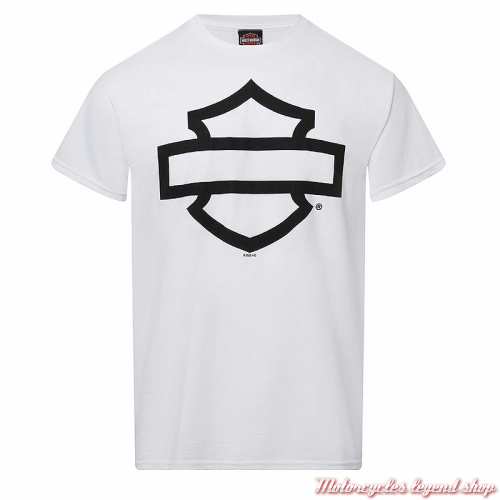 Tee-shirt Open Bar & Shield blanc Harley-Davidson homme Quimper Bretagne, homme noir, manches courtes, coton, 40291842