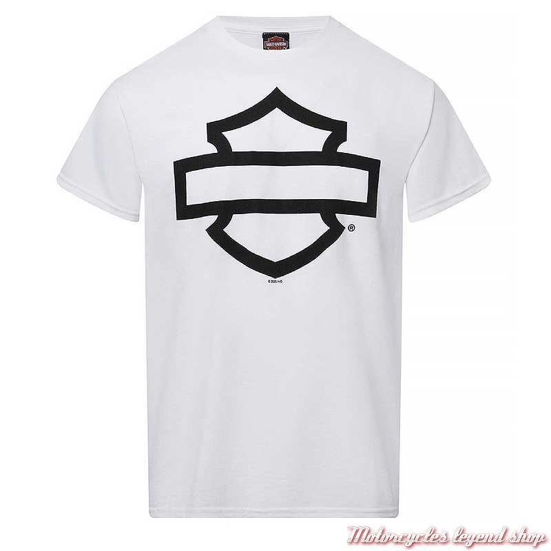 Tee-shirt Open Bar & Shield blanc Harley-Davidson homme Quimper Bretagne, homme noir, manches courtes, coton, 40291842