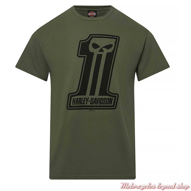 Tee-shirt Dark Trait Military Harley-Davidson Quimper Bretagne, homme kaki, manches courtes, coton, 40291843