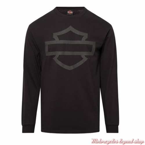 Tee-shirt Open Bar & Shield noir Harley-Davidson homme Quimper Bretagne, homme noir, manches longues, coton, 40291850
