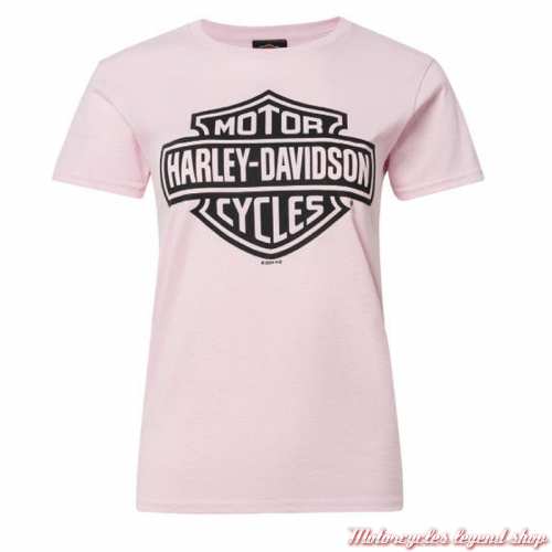 Tee-shirt Pink Bar & Shield Harley-Davidson Quimper Bretagne, femme rose, manches courtes, coton, 40291574