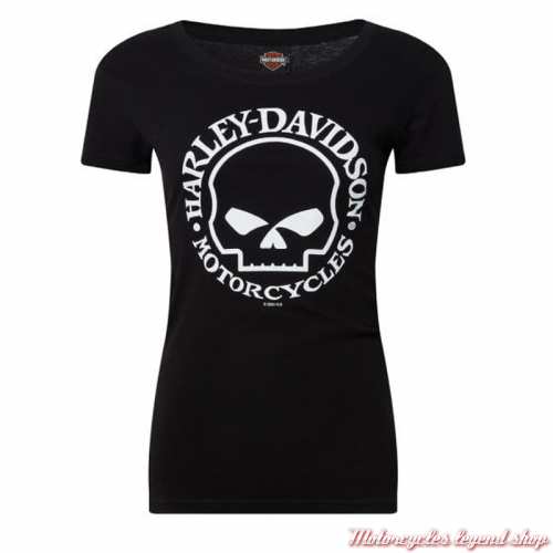 Tee-shirt Willie G Skull Harley-Davidson Quimper Bretagne, femme, noir, manches courtes, coton, 40291575