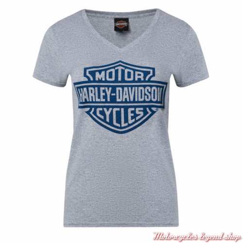 Tee-shirt Gray Bar & Shield Harley-Davidson Quimper Bretagne, femme gris, manches courtes, coton, 40291573
