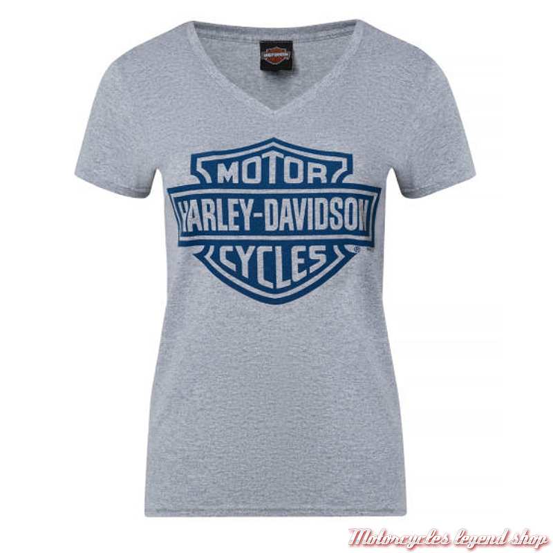 Tee-shirt Gray Bar & Shield Harley-Davidson Quimper Bretagne, femme gris, manches courtes, coton, 40291573