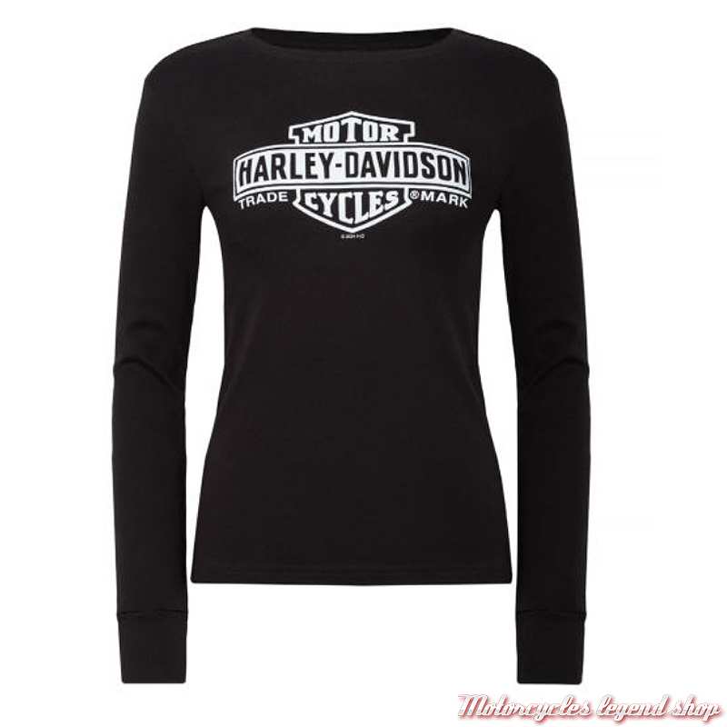 Tee-shirt Elongated Bar & Shield Harley-Davidson Quimper Bretagne, femme, noir, manches longues, coton, 40291578 