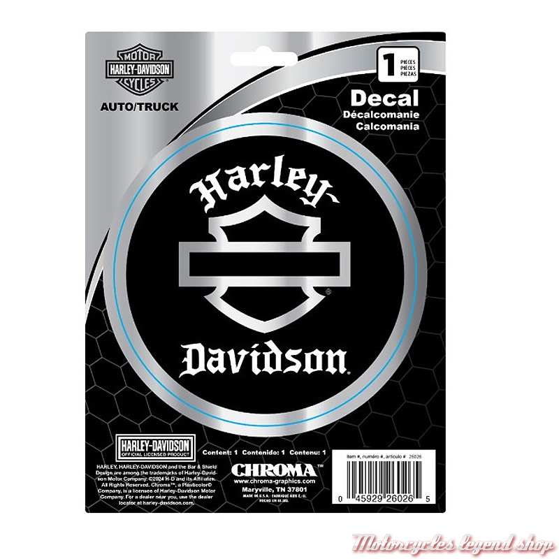 Sticker Bar & Shield Chrome Silhouette Old English Harley-Davidson 14 cm CG26026