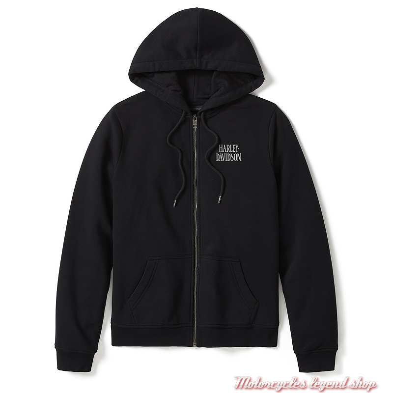 Sweatshirt Skull Willie G Harley-Davidson femme, zippé, à capuche, noir, 99251-25VW