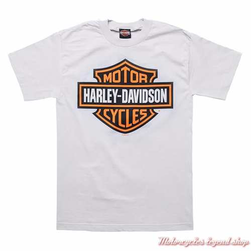 Tee-shirt Bar & Shield Harley-Davidson homme, Cornouaille Moto Quimper Bretagne, blanc, manches courtes, coton, 40291549