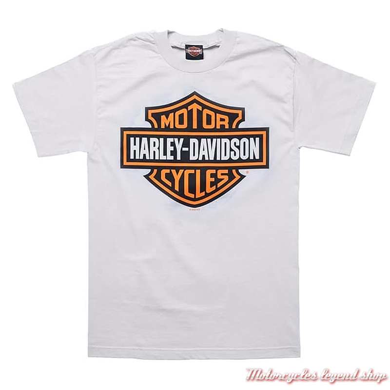 Tee-shirt Bar & Shield Harley-Davidson homme, Cornouaille Moto Quimper Bretagne, blanc, manches courtes, coton, 40291549