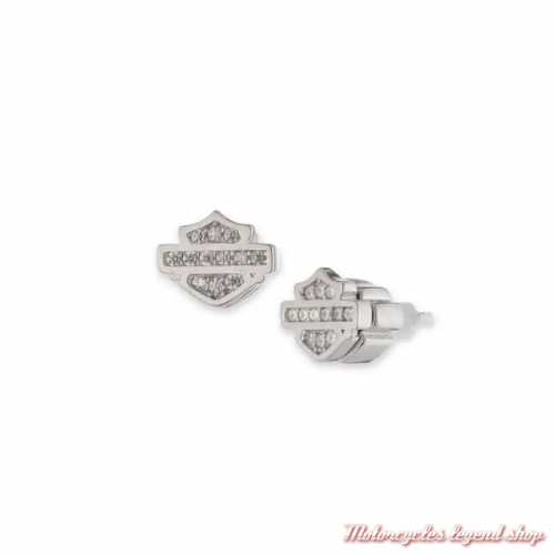 Boucles d'oreilles Bar & Shield Bling 8 mm Harley-Davidson, argent, 34G00220