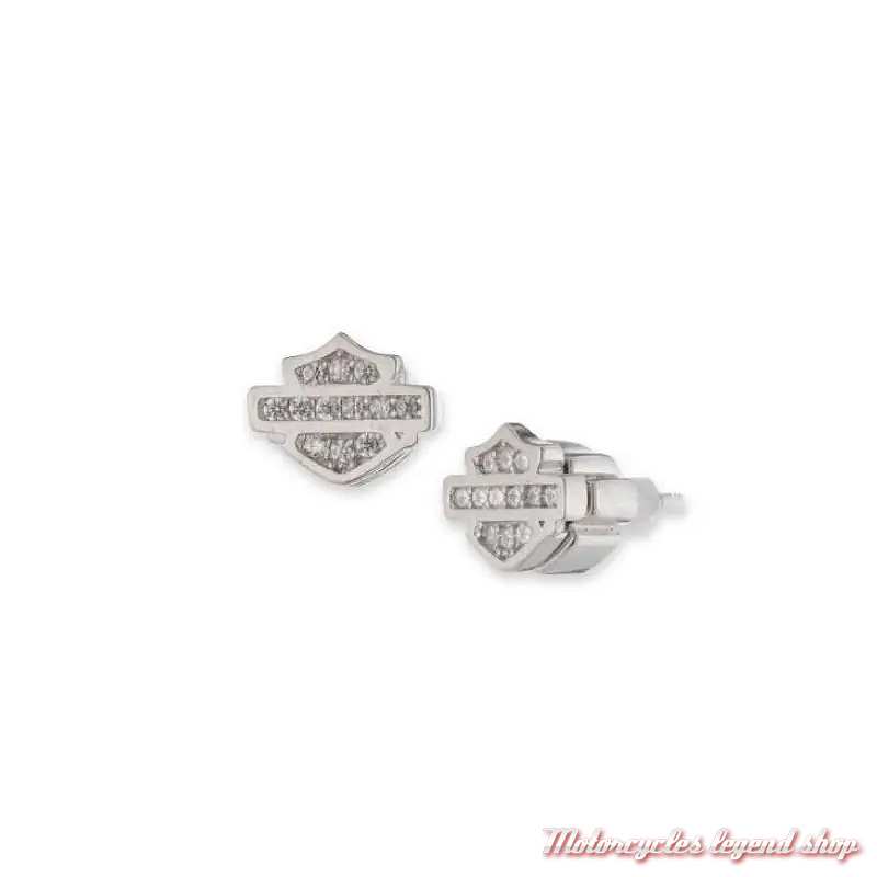Boucles d'oreilles Bar & Shield Bling 8 mm Harley-Davidson, argent, 34G00220