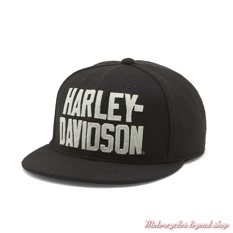 Casquette Wool Harley-Davidson homme, noir, visière plate, réglable, 97770-25VM