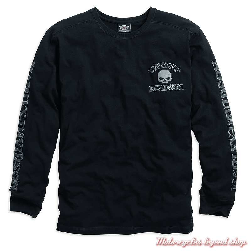 Tee-shirt Skull Willie G Harley-Davidson homme, noir, manches longues, coton, 99253-25VM