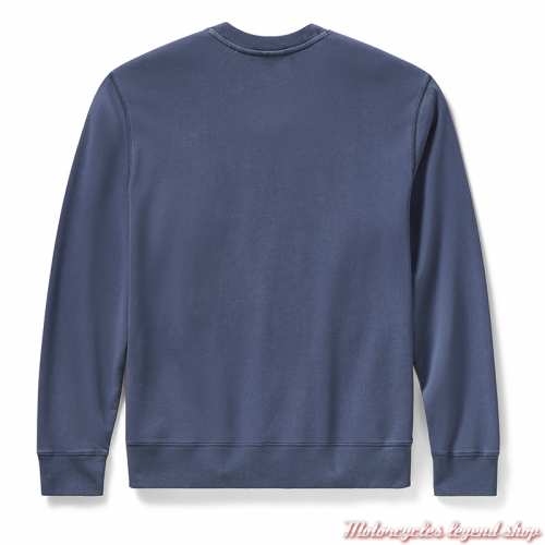 Sweatshirt Washed Crewneck blue Harley-Davidson homme, col rond, coton, bleu, vintage, dos, 96711-25VM