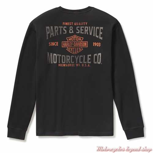 Sweatshirt Parts &amp; Service Harley-Davidson homme, noir, col rond, coton, dos, 96724-25VM