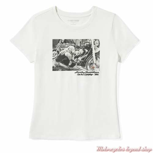 Tee-shirt Archive Photo Harley-Davidson femme, blanc, manches courtes, coton, 96768-25VW
