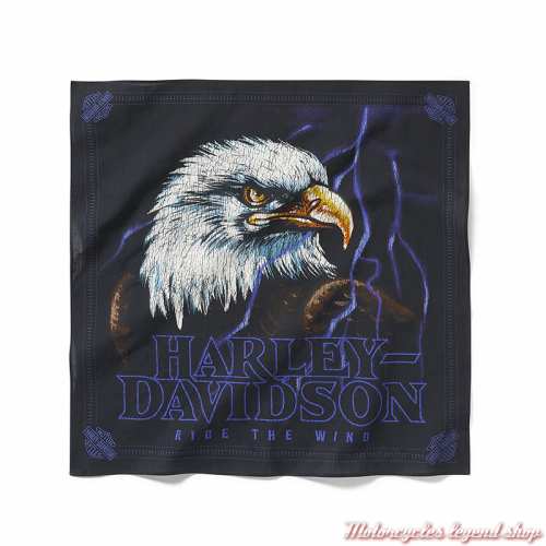 Bandana Lightning Eagle Harley-Davidson, noir, bleu, coton, 55x55 cm, 97777-25VX
