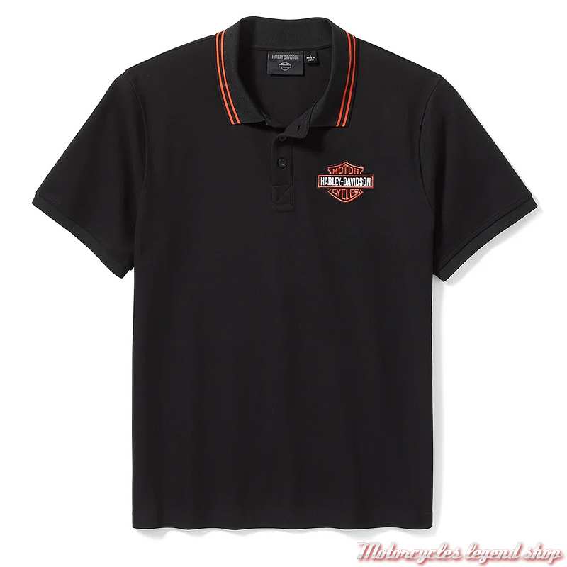 Polo Bar & Shield Harley-Davidson homme, noir, manches courtes, coton, poly, 99252-25VM