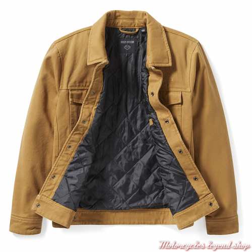 Veste textile Heritage Mechanics Harley-Davidson homme, camel, canvas, doublée matelassé, intérieur, 97431-25VM