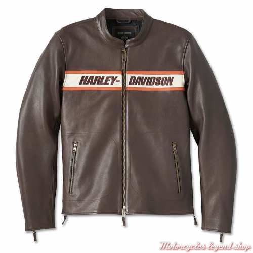 Blouson cuir Victory Lane II Harley-Davidson homme, marron, homologué CE, 98001-23EM