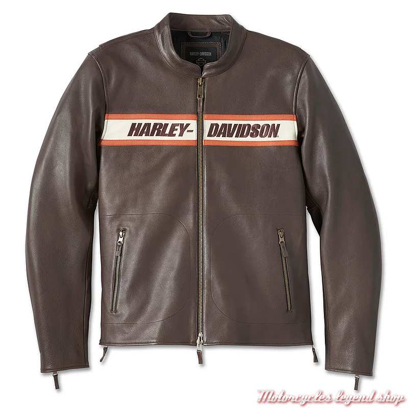 Blouson cuir Victory Lane II Harley-Davidson homme, marron, homologué CE, 98001-23EM