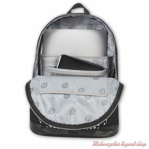 Sac à dos Classic Harley-Davidson femme, polyester noir, clous déco, intérieur, 90830