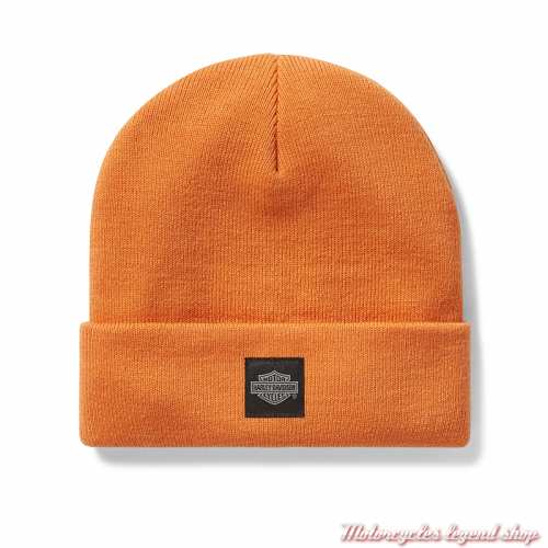 Bonnet Logo Orange Harley-Davidson unisexe, à revers, tricot orange, acrylique, 97752-25VX