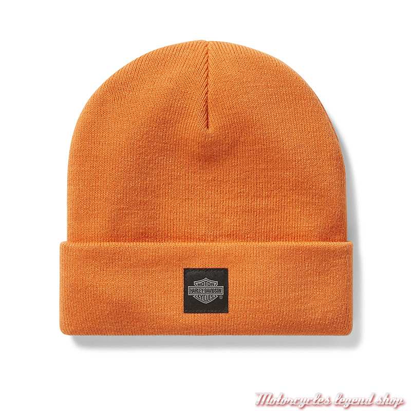 Bonnet Logo Orange Harley-Davidson unisexe, à revers, tricot orange, acrylique, 97752-25VX