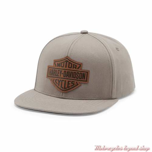 Casquette Leather Bar & Shield Harley-Davidson homme, beige, visière plate, réglable, coton, 97769-25VM