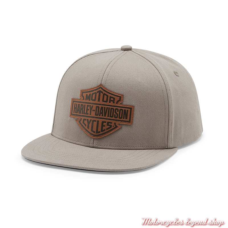 Casquette Leather Bar & Shield Harley-Davidson homme, beige, visière plate, réglable, coton, 97769-25VM