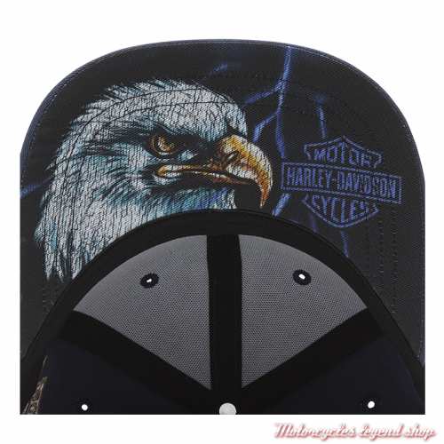 Casquette Lightning Eagle Harley-Davidson homme, bleu, sous visière, 97746-25VM