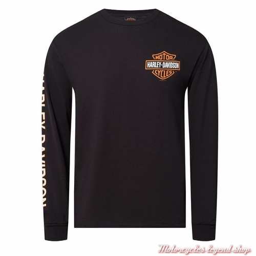 Tee-shirt Bar & Shield Harley-Davidson homme Quimper Bretagne, manches longues, noir, coton, 40291559