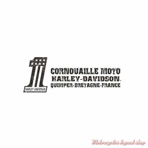 Tee-shirt Bar &amp; Shield Harley-Davidson homme Quimper Bretagne, manches longues, noir, coton, backprint, 40291559