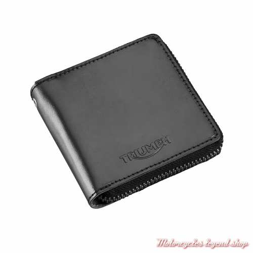 Portefeuille cuir Black Triumph 2 volets, fermeture zippée, MACA25003