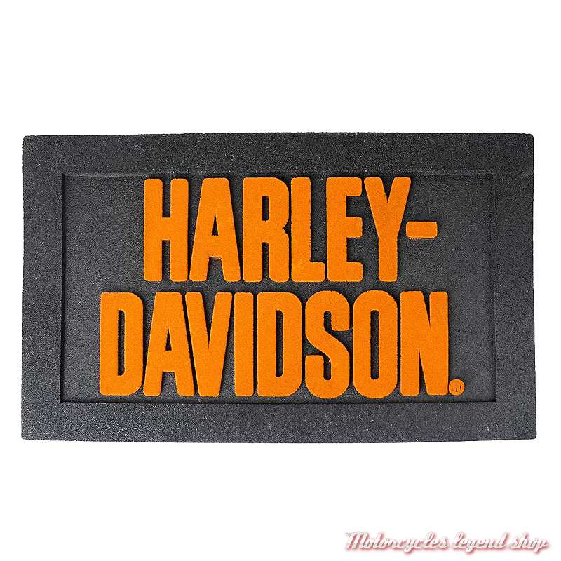 Paillasson Logo Harley-Davidson, caoutchouc noir et orange, 75 x 45 cm, HDL-10078