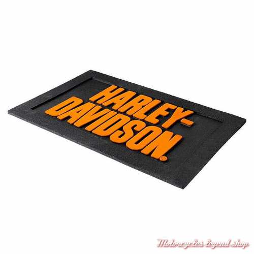 Paillasson Logo Harley-Davidson, caoutchouc noir et orange, 75 x 45 cm, profil, HDL-10078