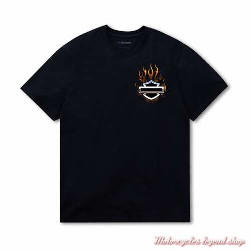 Tee-shirt LFR Chrome Skull Harley-Davidson homme, noir, manches courtes, coton, 96657-25VM