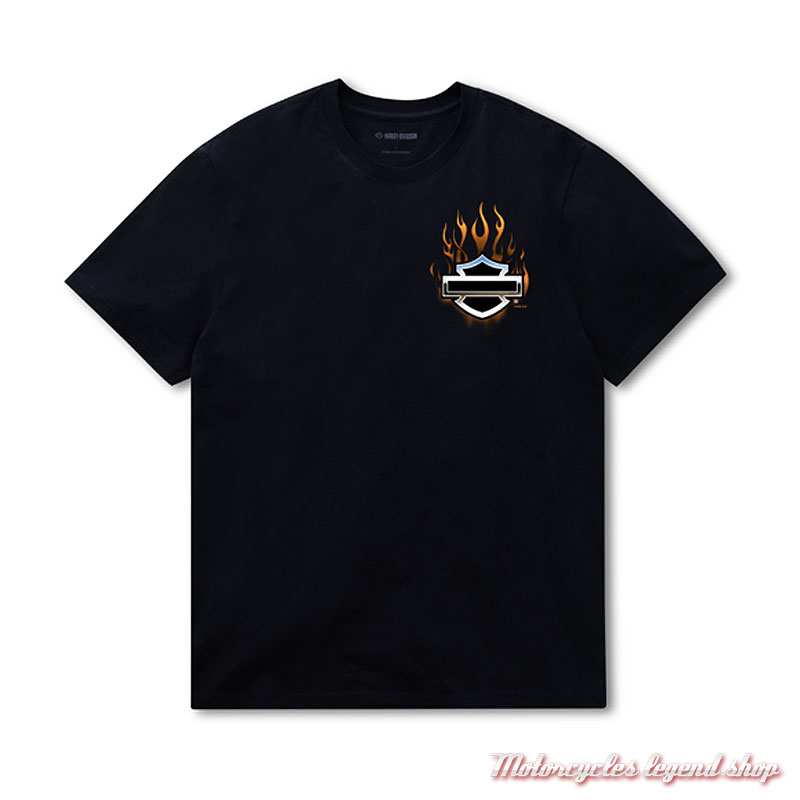 Tee-shirt LFR Chrome Skull Harley-Davidson homme, noir, manches courtes, coton, 96657-25VM
