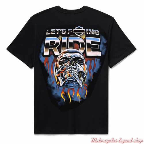 Tee-shirt LFR Chrome Skull Harley-Davidson homme, noir, manches courtes, coton, dos, 96657-25VM