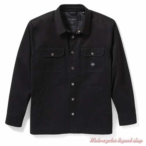 Surchemise Racer Black Plaid Harley-Davidson homme, noir, doublure noir et ris, coton, 96809-25VM