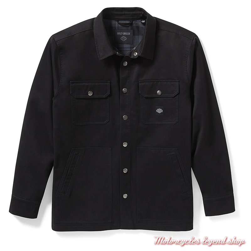 Surchemise Racer Black Plaid Harley-Davidson homme, noir, doublure noir et ris, coton, 96809-25VM