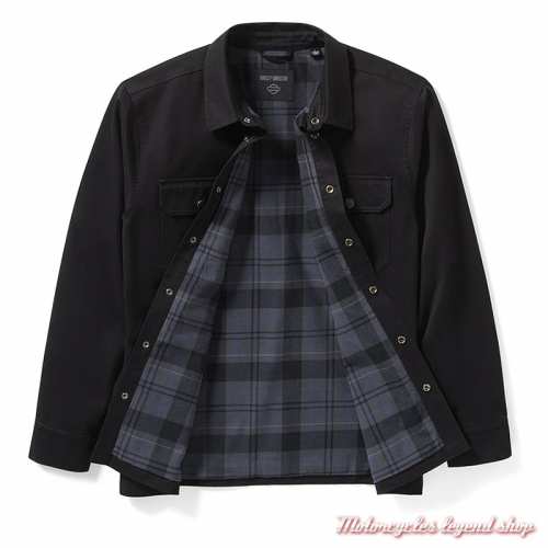 Surchemise Racer Black Plaid Harley-Davidson homme, noir, doublure noir et ris, coton, interieur, 96809-25VM
